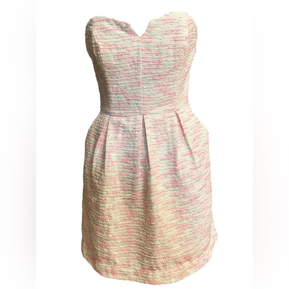 Anthropologie Moulinette Speer’s Pink Tweed Convertible Strapless Dress Size 6 - Picture 1 of 11